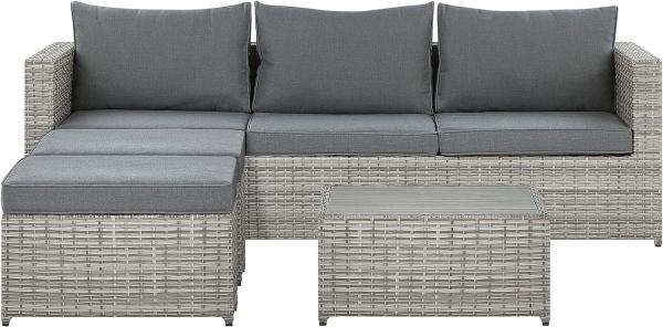 Lounge Set SABBIA PE Rattan Hellgrau Linksseitig