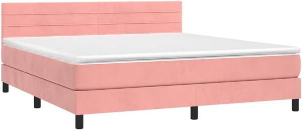 vidaXL Boxspringbett mit Matratze & LED Rosa 160x200 cm Samt 3134476