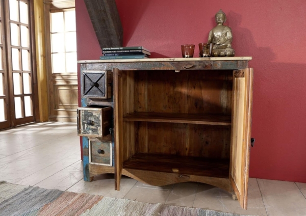 Massivmoebel24 Kommode (Kommode Altholz 110x40x85 mehrfarbig lackiert NATURE OF SPIRIT #17) Bild 5