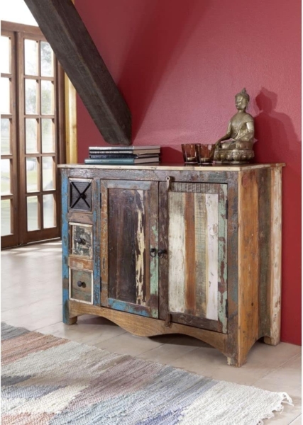 Massivmoebel24 Kommode (Kommode Altholz 110x40x85 mehrfarbig lackiert NATURE OF SPIRIT #17) Bild 9