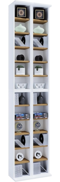 VCM CD / DVD Media Regal Almera 919577 Weiß / Honig-Eiche H. 183 x B. 42 x T. 20 cm