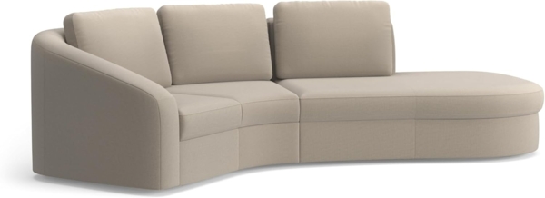 Cavadore Ecksofa Jawa / Bodennahe Eckcouch mit Element 1-sitzig und Trapezecke halbrund (60 Grad) / 266 x 88 x 230 / Flachgewebe, Beige