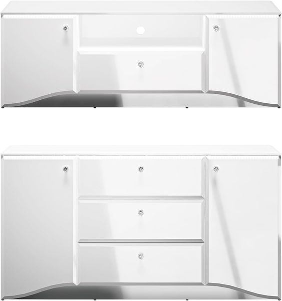 Wohnzimmer-Set ""Glamour"" Wohnwand 2-teilig MDF weiß Hochglanz