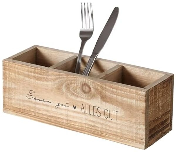 Spetebo Besteckhalter Vintage Küchen Organizer mit 3 Fächern 28 x 9 cm, (Anzahl, 1-tlg, Stück), Vielseitig einsetzbar