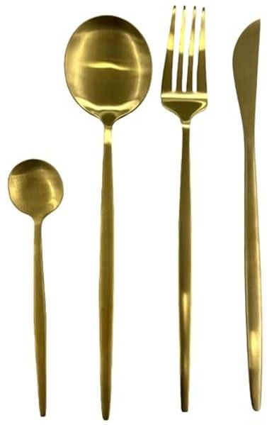 HOME DECO FACTORY, KA0592, 24-Piece Gold Cutlery Set, elegant and Durable in Stainless Steel, ideal for All Occasions, Easy to Maintain, Perfect as a Gift Size: 24 Pieces, Gold