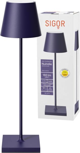 LED Tischleuchte, pflaumenblau, Touchdimmer, Akku, H 38 cm