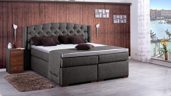 Meisterbetten Boxspringbett Magi 100x200 in MS-Espresso, Matratzenbezug Nano, Ergoflex-Topper