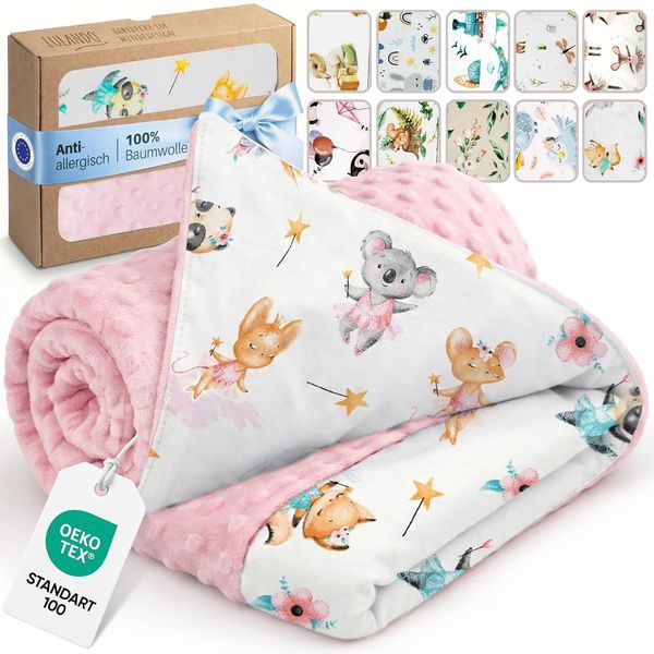 LULANDO Babydecke Kuscheldecke Krabbeldecke aus 100% Baumwolle, antiallergisch, Standard 100 von Oeko-Tex, hergestellt in der EU,(100x75 cm). Kuschelige Lieblingsdecke für Ihr Baby.
