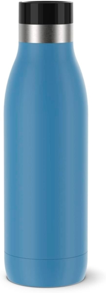 Emsa Bludrop Color Trinkflasche mit Quick-Press Verschluss, spülmaschienenfest, Edelstahl Aqua-Blau, 0,5 Liter