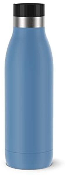 Emsa Bludrop Color Trinkflasche mit Quick-Press Verschluss, spülmaschienenfest, Edelstahl Aqua-Blau, 0,5 Liter