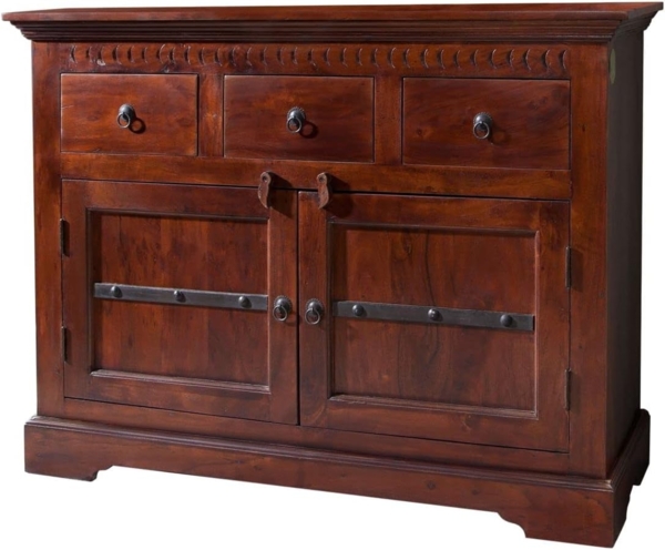 Massivmoebel24 Kommode OXFORD (Massivholz), Kommode Akazie 120x40x90 nougat lackiert OXFORD #531