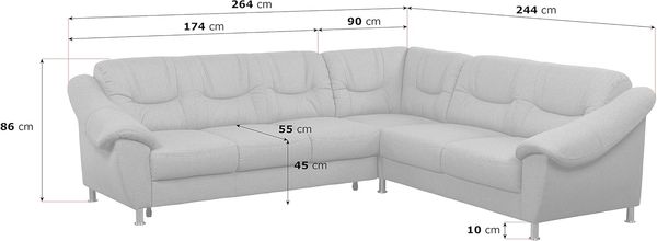 Cavadore Ecksofa Salisa mit Federkern / Polsterecke im klassischen Design / 264 x 86 x 244 / Mikrofaser Beige Bild 2