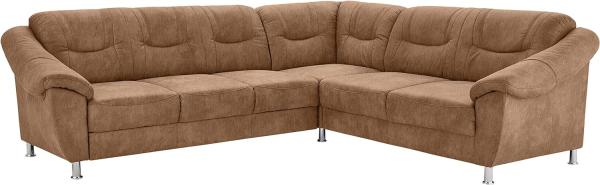 Cavadore Ecksofa Salisa mit Federkern / Polsterecke im klassischen Design / 264 x 86 x 244 / Mikrofaser Beige