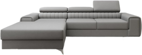 Designer Sofa Melinda mit Schlaf- und Klappfunktion Stoff Grau Links