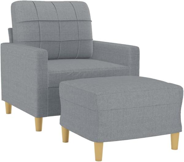 Sessel mit Hocker Hellgrau 60 cm Stoff (Farbe: Grau)