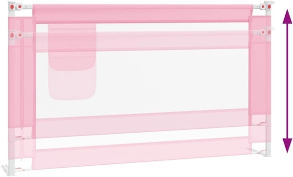 vidaXL Kleinkind Bettschutzgitter Bettgitter Kinderbettgitter Babybettgitter Gitter Kinderbett Babybett Rausfallschutz Rosa 140x25 cm Stoff Bild 6