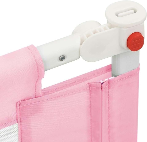 vidaXL Kleinkind Bettschutzgitter Bettgitter Kinderbettgitter Babybettgitter Gitter Kinderbett Babybett Rausfallschutz Rosa 140x25 cm Stoff Bild 7