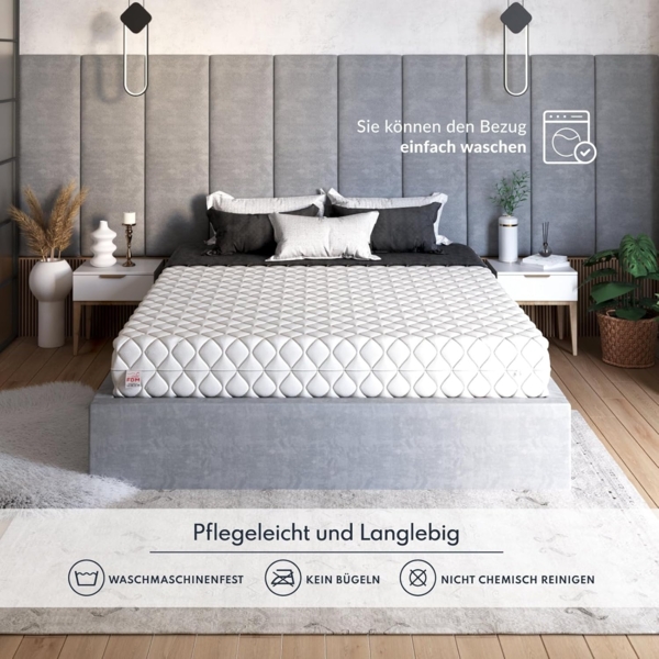 FDM Select MAX Plus Matratze 120x200 cm Kaltschaum Höhe 29 cm Härtegrad H3 und H4 Visco-Schaum Öko-Tex Allergikergeeignet Jersey Bezug Waschbar Bild 6