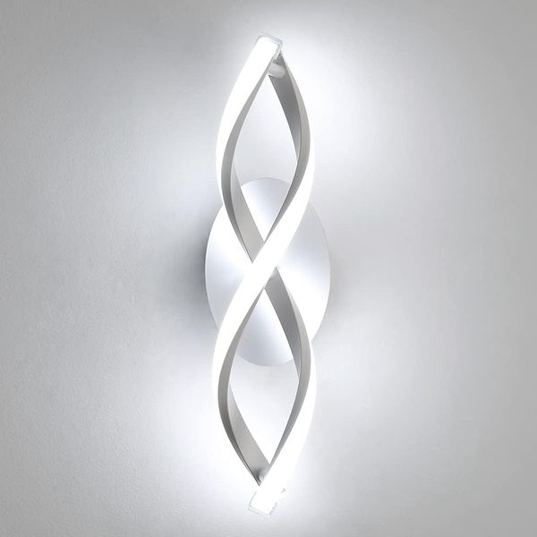 Comely LED Wandlampe, LED Wandleuchten Innen 16W 1800LM, Moderne Kurvendesign Dekorativ Wandleuchte für Schlafzimmer Wohnzimmer Korridor, Kühles Weiß 6500K