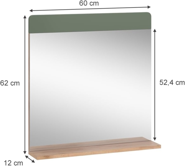 Badezimmerspiegel Izan Grün/Goldkraft Eiche 60 x 62 cm mit Ablage Vicco Bild 3