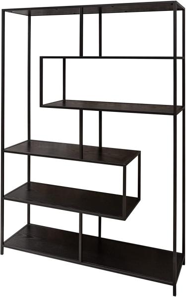 Industrial Bücherregal Slim LINE 185cm Esche schwarz sechs Regalböden Standregal Wohnzimmerregal Regal