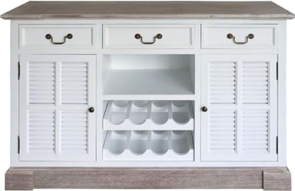 Grafelstein Kommode Sideboard BEACH HOUSE weiß braun mit Lamellentüren Kommode Hamptons Es