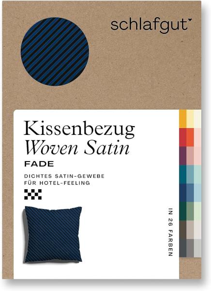 Schlafgut Woven Fade Bettwäsche|Kissenbezug einzeln 80x80 cm| blue-deep-black