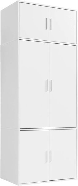 mokebo Kleiderschrank Der Grenzenlose (4-Türig mit Fächern) deckenhoher Schrank, Garderobenschrank, Schlafzimmerschrank in Weiß