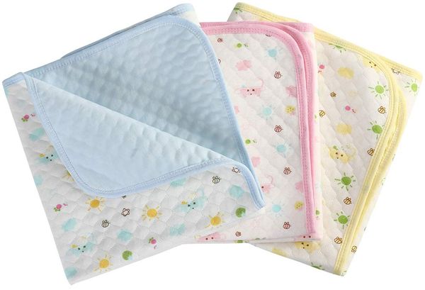 Baby Infant Wasserdicht Matte Wickelauflage - Ökologische Baumwolle Atmungsaktiv Wiederverwendbar Matratze Pad Packung mit 3 (M (50x70 cm))