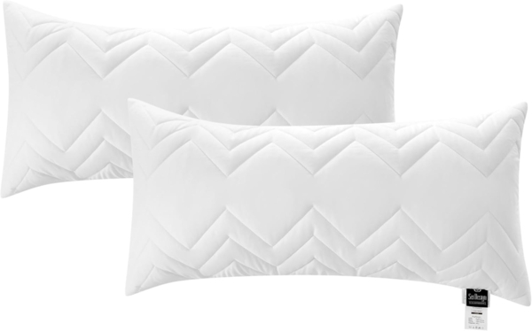 SEI Design Microfaserkissen Kopfkissen Kissen Zierkissen Sofakissen Nackenstützkissen 40x80, Füllung: 100% Mikrofaser, Bezug: 100% Polyester, Seitenschläfer, Rückenschläfer, Bauchschläfer, 2-er SET, Schlafkissen gesteppt mit Reißverschluss Kochfest 95°