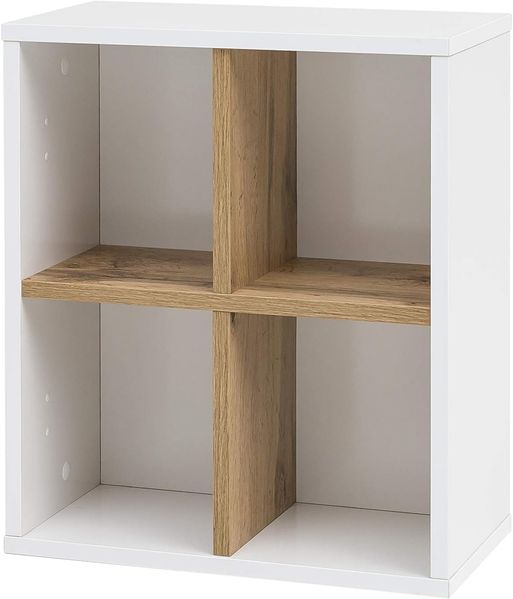 Schildmeyer Padua Wandregal, weiß Glanz/Eiche Landhaus Dekor, ca. 40,5 x 20,5 x 48,3 cm