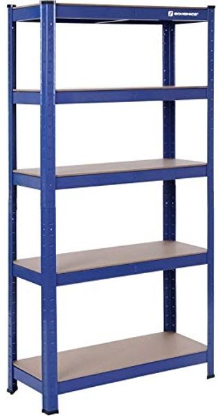 Songmics Schwerlastregal mit 5 Ablagen, Stahl / MDF, Blau, 150 x 30 x 75 cm