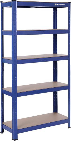 Standregal,Schwerlastregal, Kellerregal, Bücherregal, Lagerregal, 5 Ablagen, Küchenregal, Regal,verstellbare Ablagen, Industriestil,150x75x30cm,Blau,GLR30Q