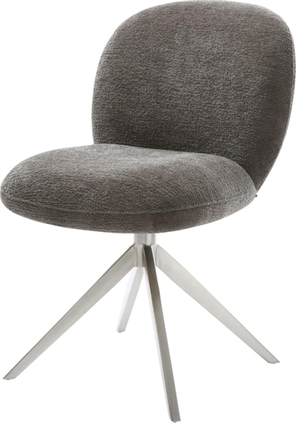 Drehstuhl Nube-Flex Bouclé Soft Schlamm Kreuzgestell breit Edelstahl 360° drehbar Wippfunktion Taschenfederkern