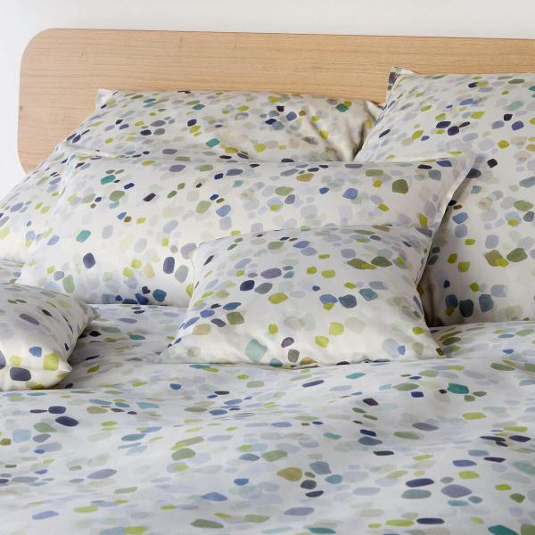 elegante Bambus-Baumwoll-Satin Bettwäsche Chips blaugrün|135x200 cm + 80x80 cm Bild 3