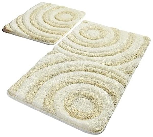 Badteppich-Set, 2-teilig, cremefarben
