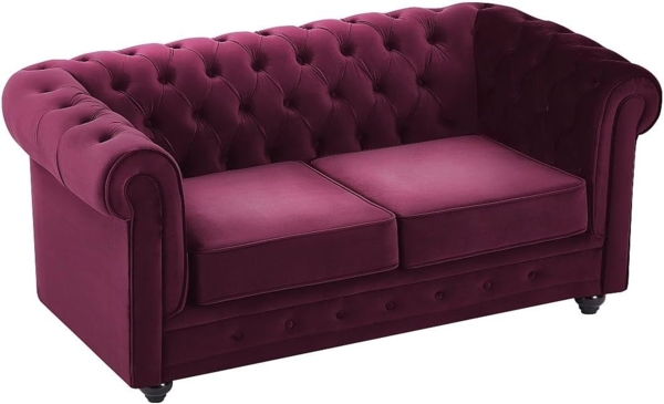 Vente-unique - Sofa 2-Sitzer - Samt - Purpur - CHESTERFIELD