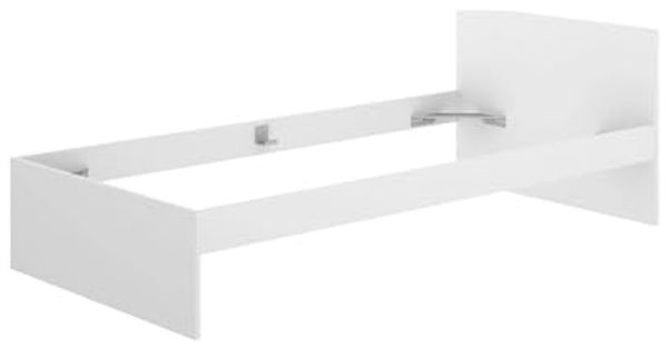 Dmora - Einzelbett Castellaro, Struktur des Lagerbetts, Sommier mit Abdeckung, Bettrahmen aus Stoff, 96x195 h67 cm, Weiß Bild 3