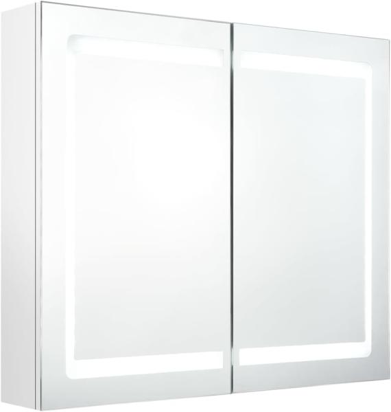 vidaXL LED-Spiegelschrank fürs Bad Glänzend Weiß 80x12x68 cm 326517