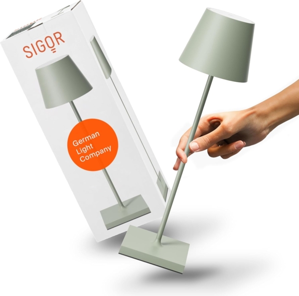 SIGOR LED Tischleuchte Akku-Tischleuchte, Dimmbar, LED fest integriert, 2.700 K / 2.200 K Bild 1