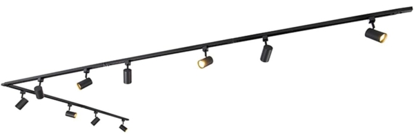Qazqa Schienensystem-Sets Jeana, ohne Leuchtmittel, GU10, Schwarz, Modern, Aluminium, Deckenstrahler 10-flammig