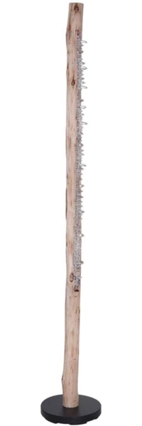 LED Stehleuchte, Naturholz, Kristalle, H 151 cm, FELICITAS