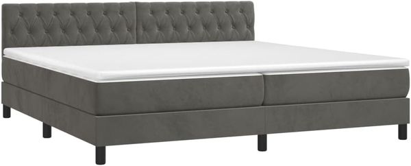 vidaXL Boxspringbett mit Matratze Dunkelgrau 200x200 cm Samt, Härtegrad: H2 [3141504]
