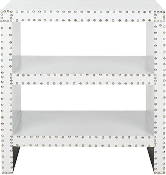SAFAVIEH Glam Wooden Accent Table, in White, 40 X 60 X 59.94