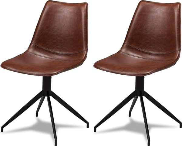 Isabel Esszimmerstühle 2er Set - Drehbar, Kunstleder Cognac Braun