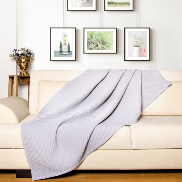 Laynenburg Tagesdecke LAYNENBURG Tagesdecke Waffelpique Baumwolle 150x200–240x260 cm, Wohndecke als Sommerdecke, Bett-Überwurf, Couch-Überwurf, Sofa-Decke Bild 5