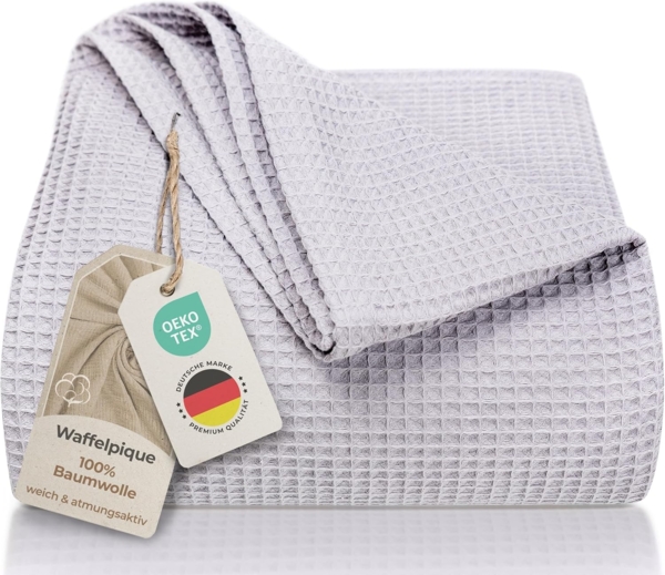 Laynenburg Tagesdecke LAYNENBURG Tagesdecke Waffelpique Baumwolle 150x200–240x260 cm, Wohndecke als Sommerdecke, Bett-Überwurf, Couch-Überwurf, Sofa-Decke Bild 1