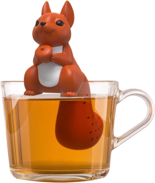 WestCraft Teesieb Cute Animal Tee-Sieb, Tee Ei, Tea Infuser, Teekugel Silikon Squirrel, Silikon, (1-St), Lustige Tee-Ei-Tier-Figuren, Zur Zubereitung von 1 Tasse losen Tee