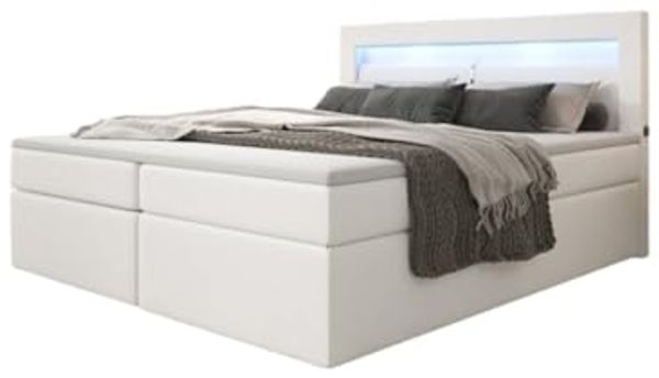 Luxusbetten24 Boxspringbett Repos, mit LED-Beleuchtung und USB-Anschluss