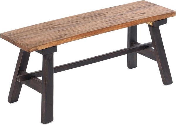 DESIGN DELIGHTS RUSTIKALE HOLZBANK Anzio 90 | 90 x 39 x 26 cm (BxHxT), Bank aus Mahagoni Holz | zusammenklappbare Sitzbank, Holzbank, Küchenbank aus Holz, Faltbank | Farbe: 04 schwarz-Natur